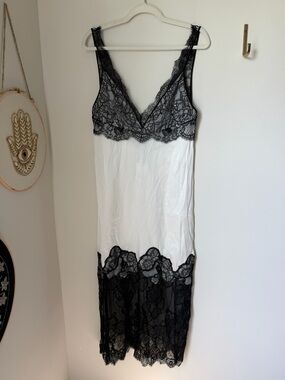Zara Black & White Lace Slip maxi Dress